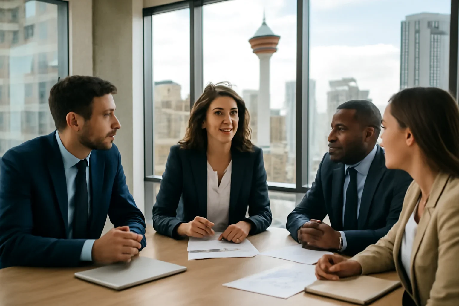 Marketing strategy meeting for a Calgary business team