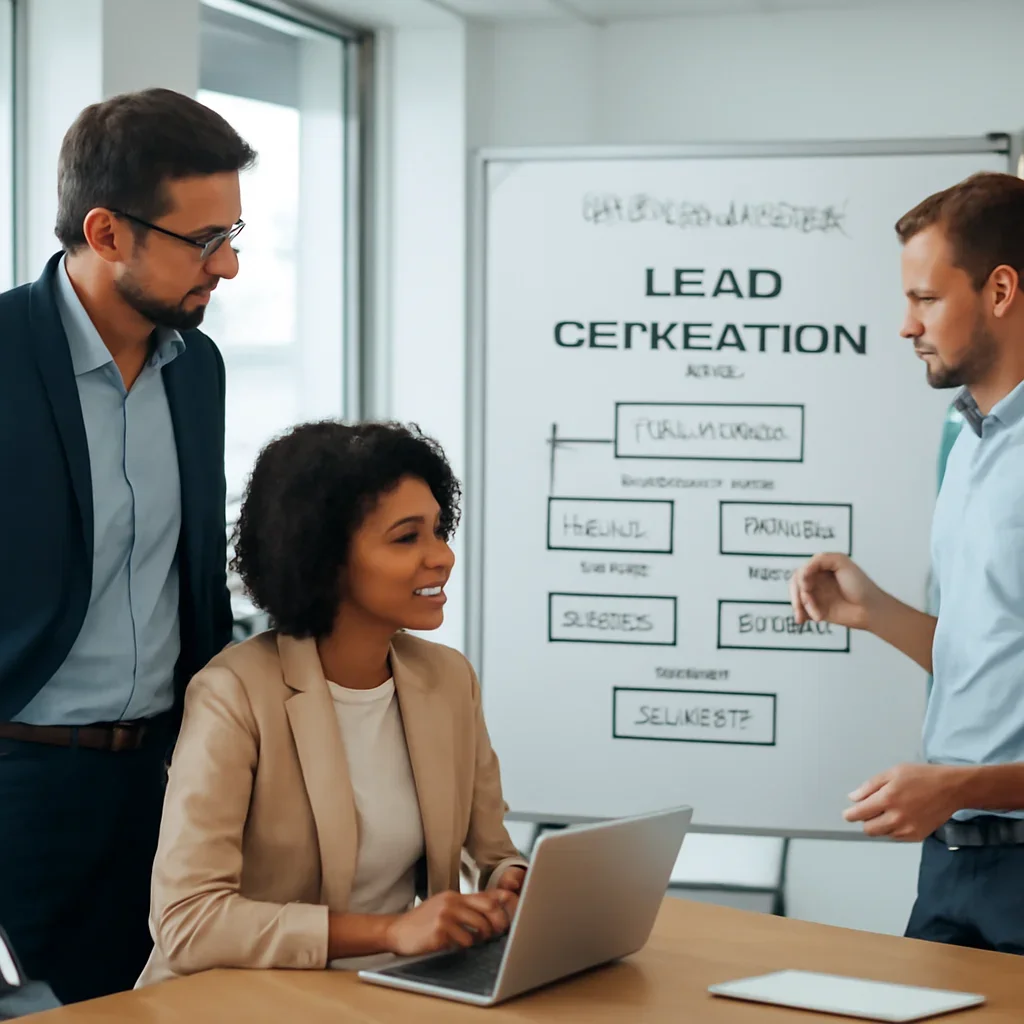 Team reviewing campaign workflow for Lead Generation