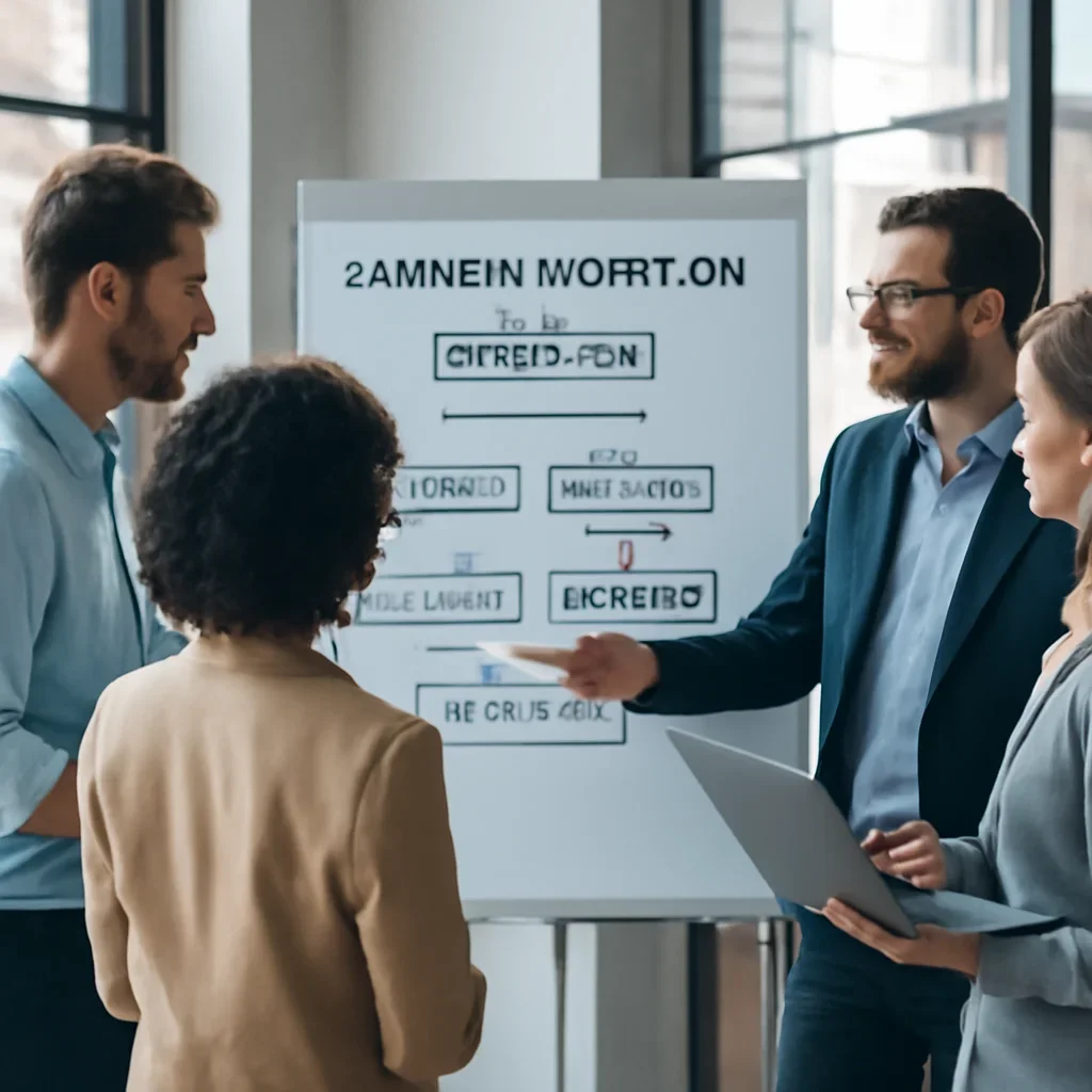 Team reviewing campaign workflow for SEO Services