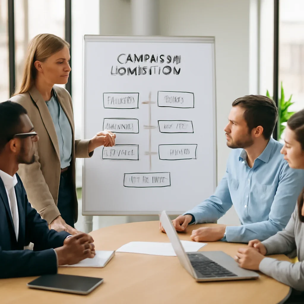 Team reviewing campaign workflow for SEO White Rock